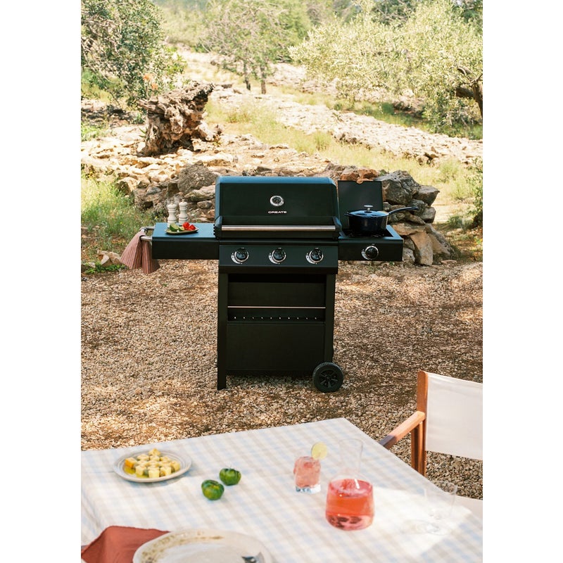 BBQ GAS BURNER PRO - Grill gazowy z palnikiem bocznym i stolikiem pomocniczym