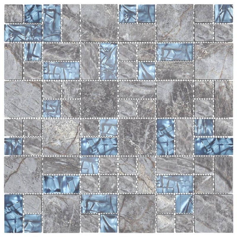 Carreaux mosaïque 11 pcs Gris et bleu 30x30 cm Verre - 4