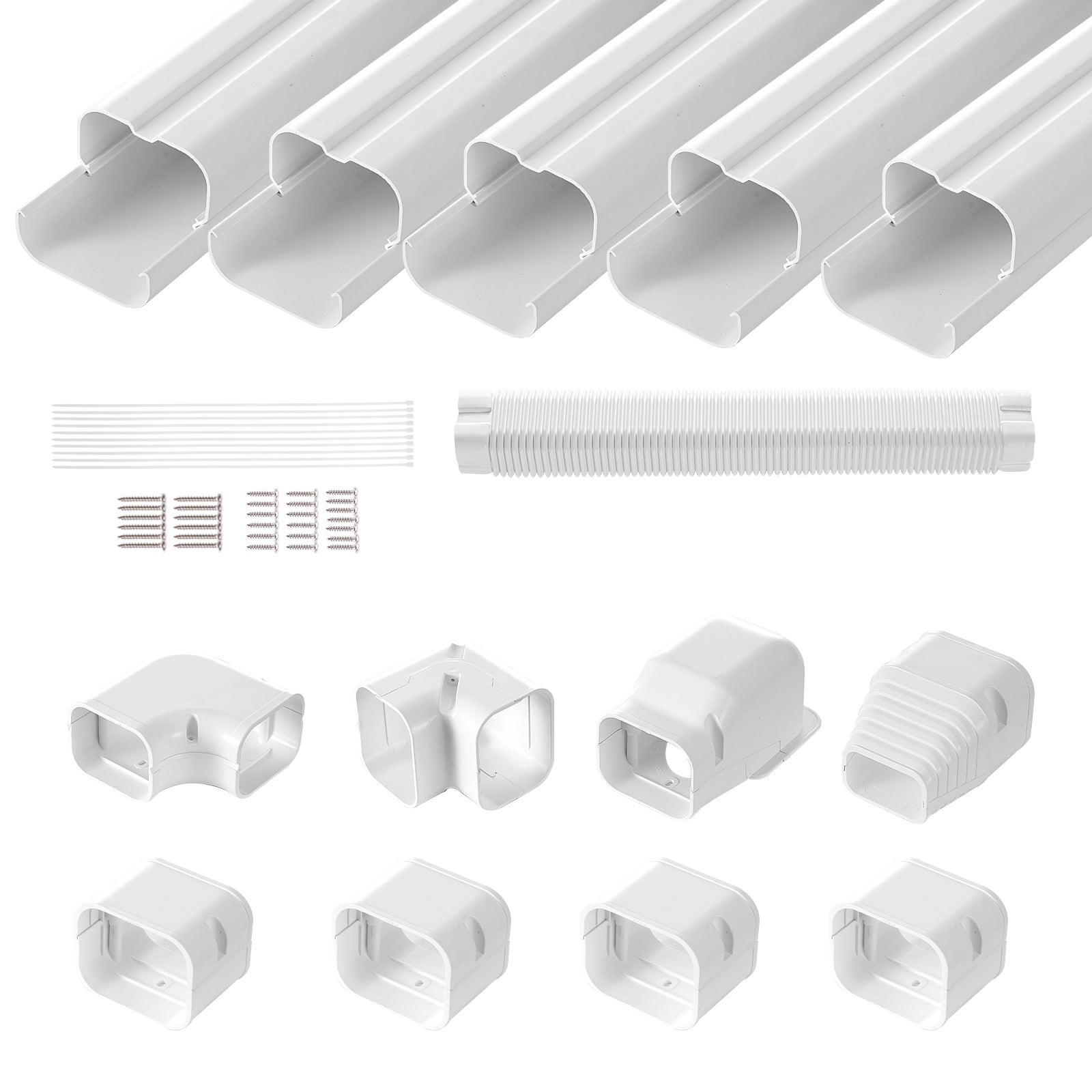 Zestaw osłon Mini Split Line 76,2 mm szer. 3110 mm dł. Dekoracyjna osłona rury PCV do klimatyzacji z 5 prostymi kanałami i pełnymi komponentami VEVOR
