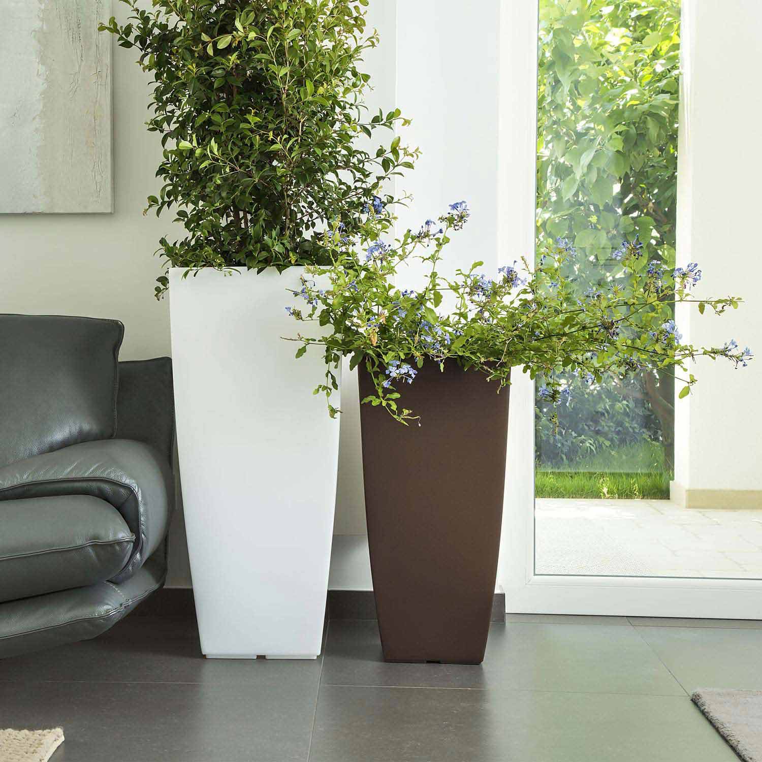 Pot de Fleurs Agave en Résine Carré 40x40 CM H90 Marron - 9