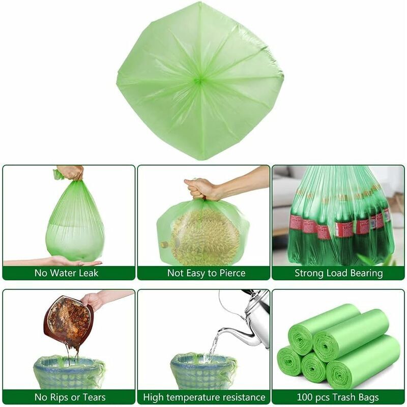 200 sacs poubelles s, sacs poubelles compostables s de 20 litres d'épaisseur pour la nourriture, la maison - 3