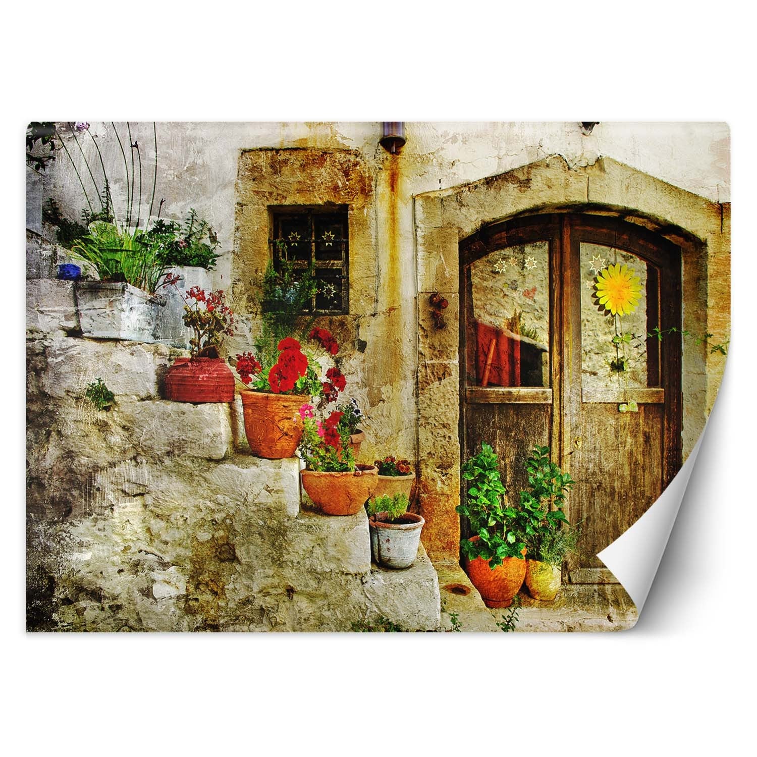 Fototapeta, Kwiaty na schodach Toskania 250x175