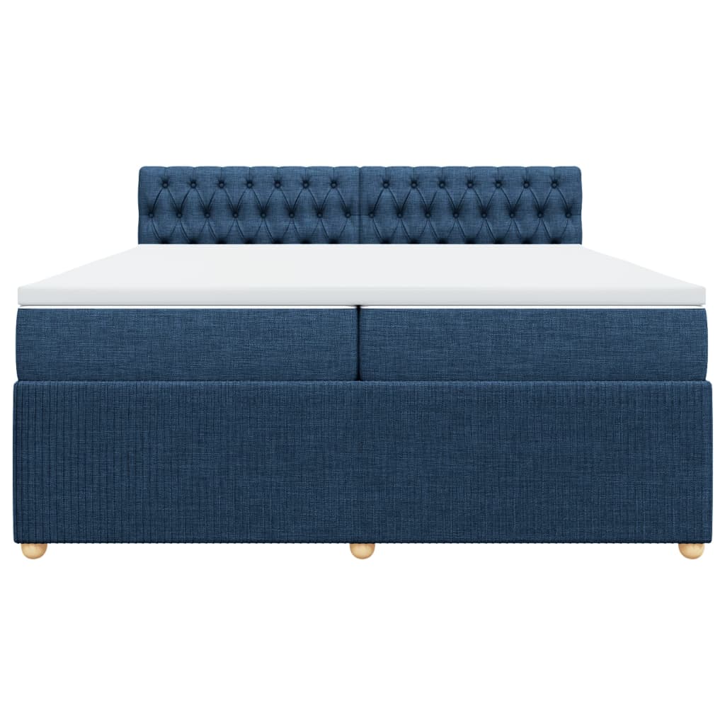Maison Exclusive - Sommier à lattes de lit avec matelas Bleu 200x200 cm Tissu - 4