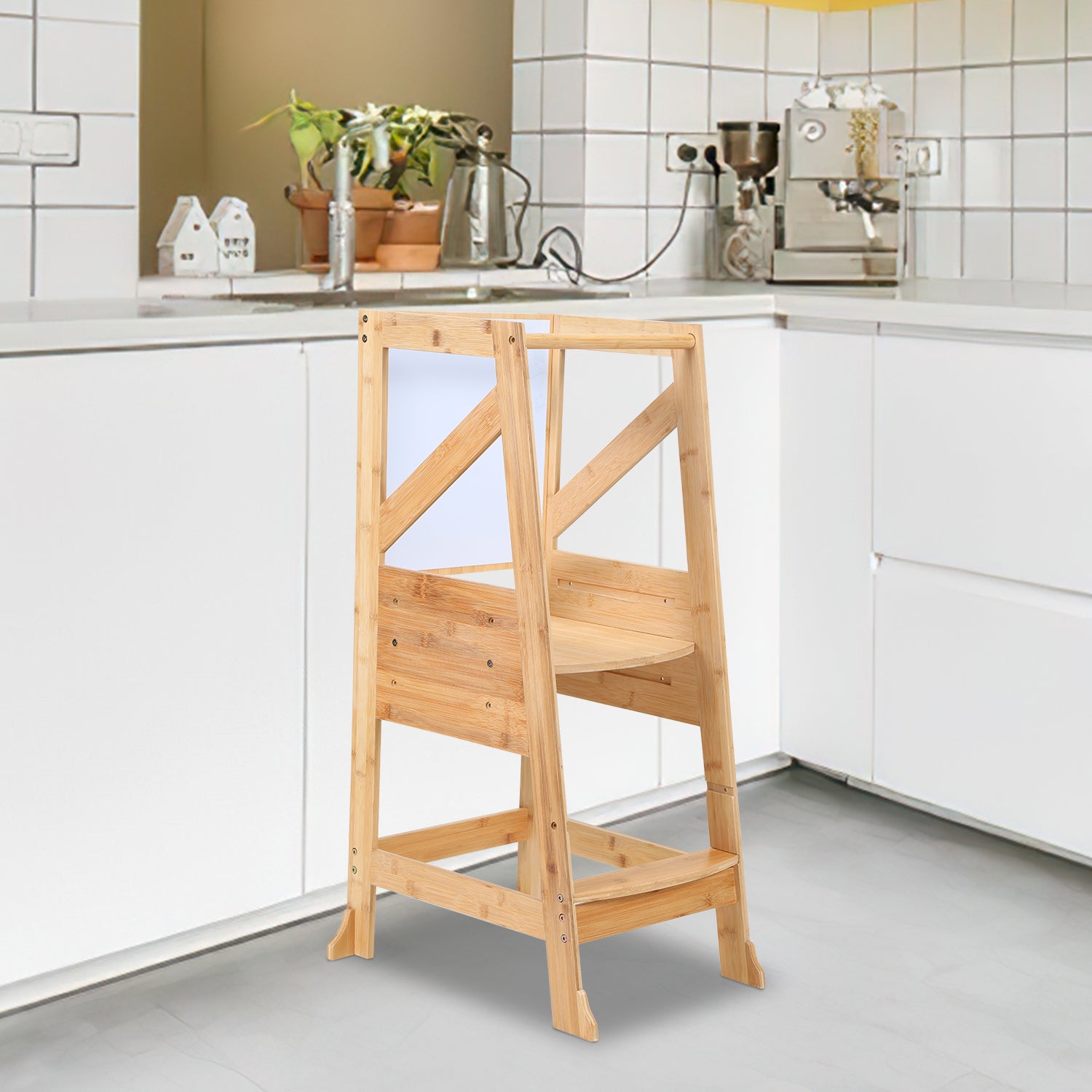 Tour D’apprentissage Montessori Convertible – En Bois, Pliable – Pour Enfants à Partir De 1 An – Blanche
