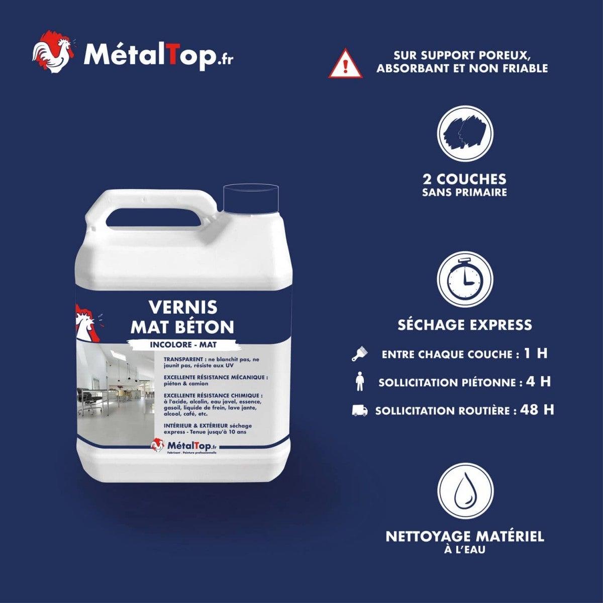 Vernis Mat Beton - Metaltop - Incolore - RAL Incolore - Pot 5L - 4
