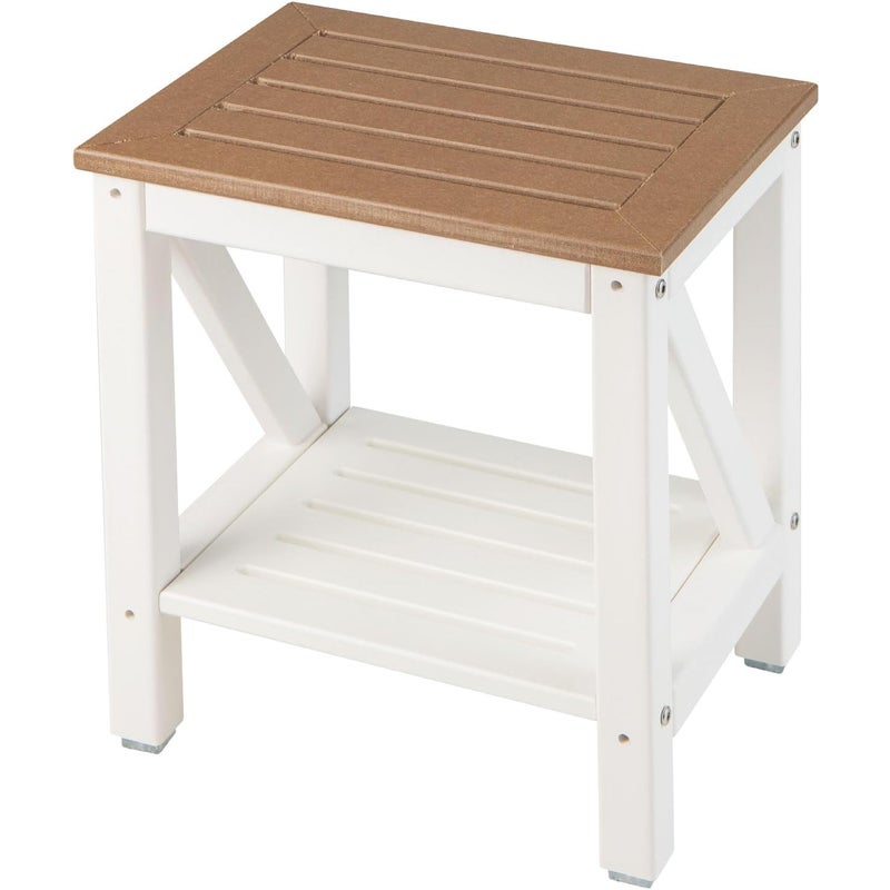 Wodoodporna Ławka Prysznicowa, 43 cm x 32 cm x 47 cm, Stołek Łazienkowy z Regałem do Przechowywania i Antypoślizgowymi Nóżkami