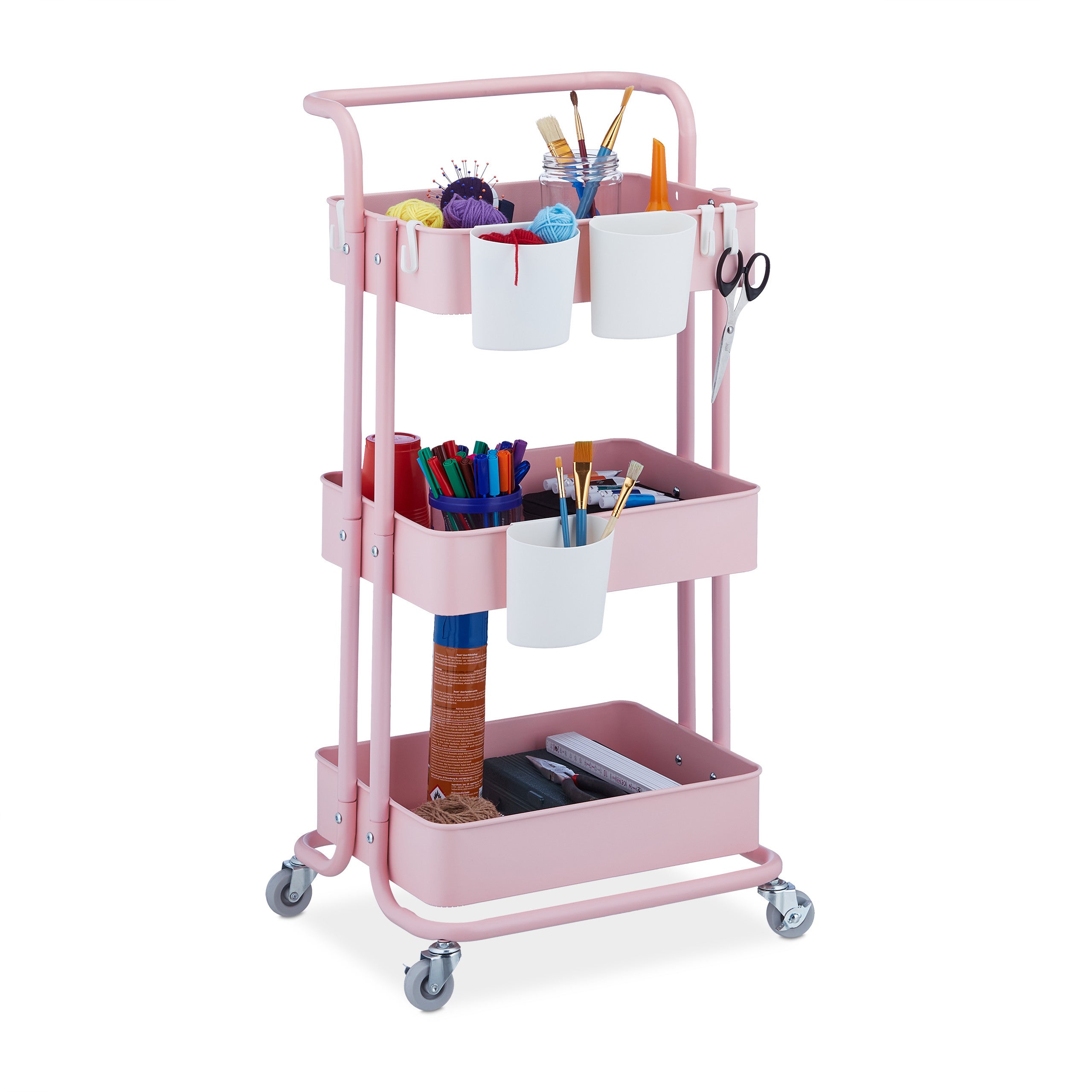 Carrello Portaoggetti Relaxdays 3 Ripiani Con Ruote - Verde, 86x42.5x36 Cm, Per Cucina, Bagno, Ufficio - Foto 8