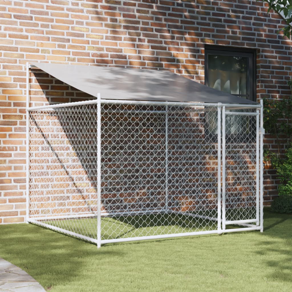 Merlin Cage Maison Exclusive - Cage pour cen avec toit et porte gris 2x2x2 m acier ...