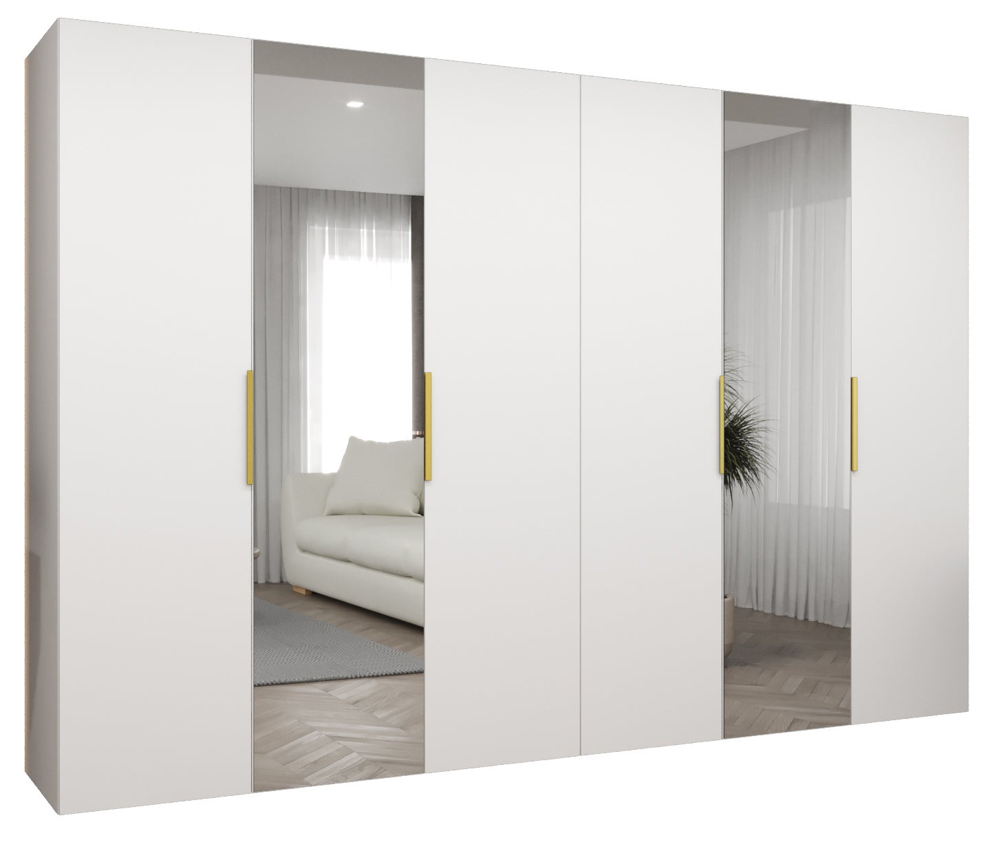 Szafa uchylna otwierana Marbella 2 300 x 52 x 202 cm biały + u. złoty Abiks Meble