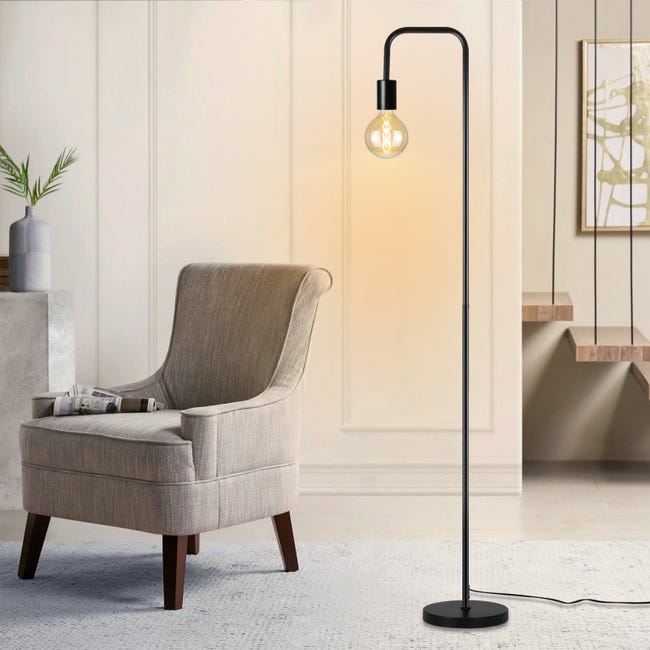 Lampadaire Noir Vintage En Forme De Cage à Oiseaux - 3 Têtes E27, Hauteur 160cm - En Fer Forgé Pour Salon, Chambre, Bureau