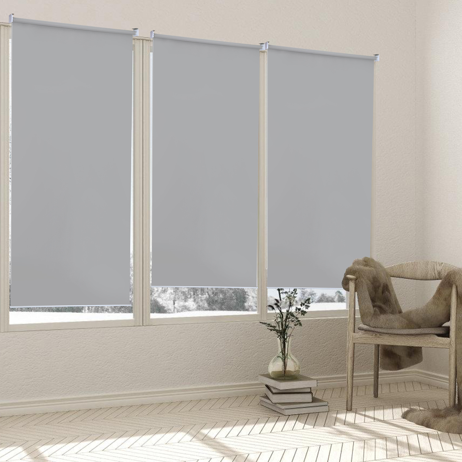 Roleta Pionowa 100x140 cm na Balkon Brise Vista Tela Wodoodporna Ociemniająca 80% Jasnoszary Fixation
