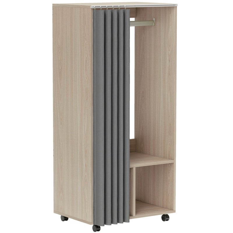 Armoire penderie armoire de rangement mobile avec rideau, tringle de ...