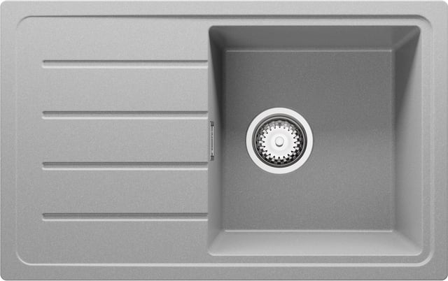 Evier Cuisine en Granit Gris 70x44cm, Lavabo 1 bac + Kit de Vidage, Évier à Encastrer au meuble 45cm - Copenhague Easy PRIMAGRAN