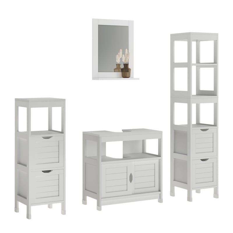 Vicco Zestaw mebli łazienkowych Vilda, Biały, 4 części