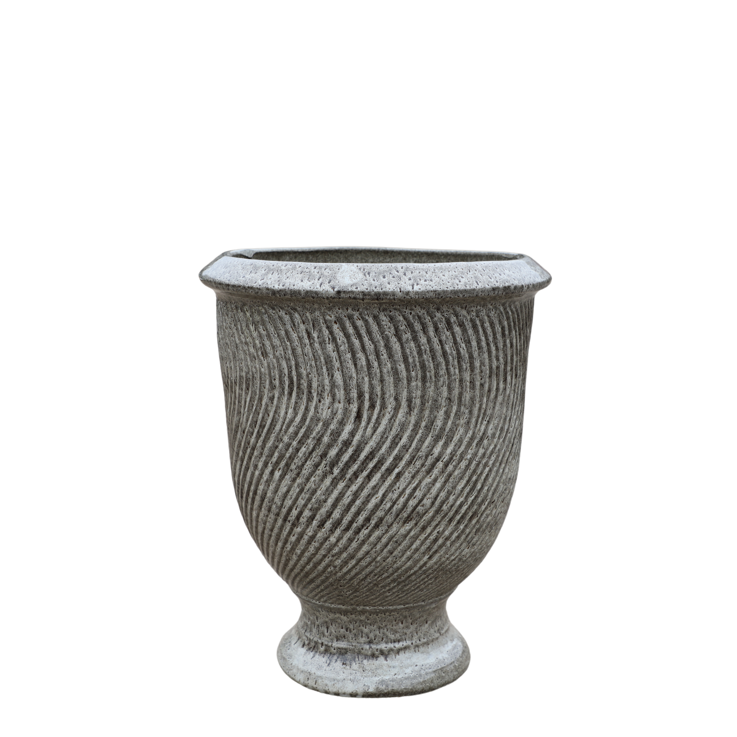 Pot grande taille d'extérieur MORGANE 32x39cm blanc tigré, fait main en terre cuite émaillée, résistant au gel - 2