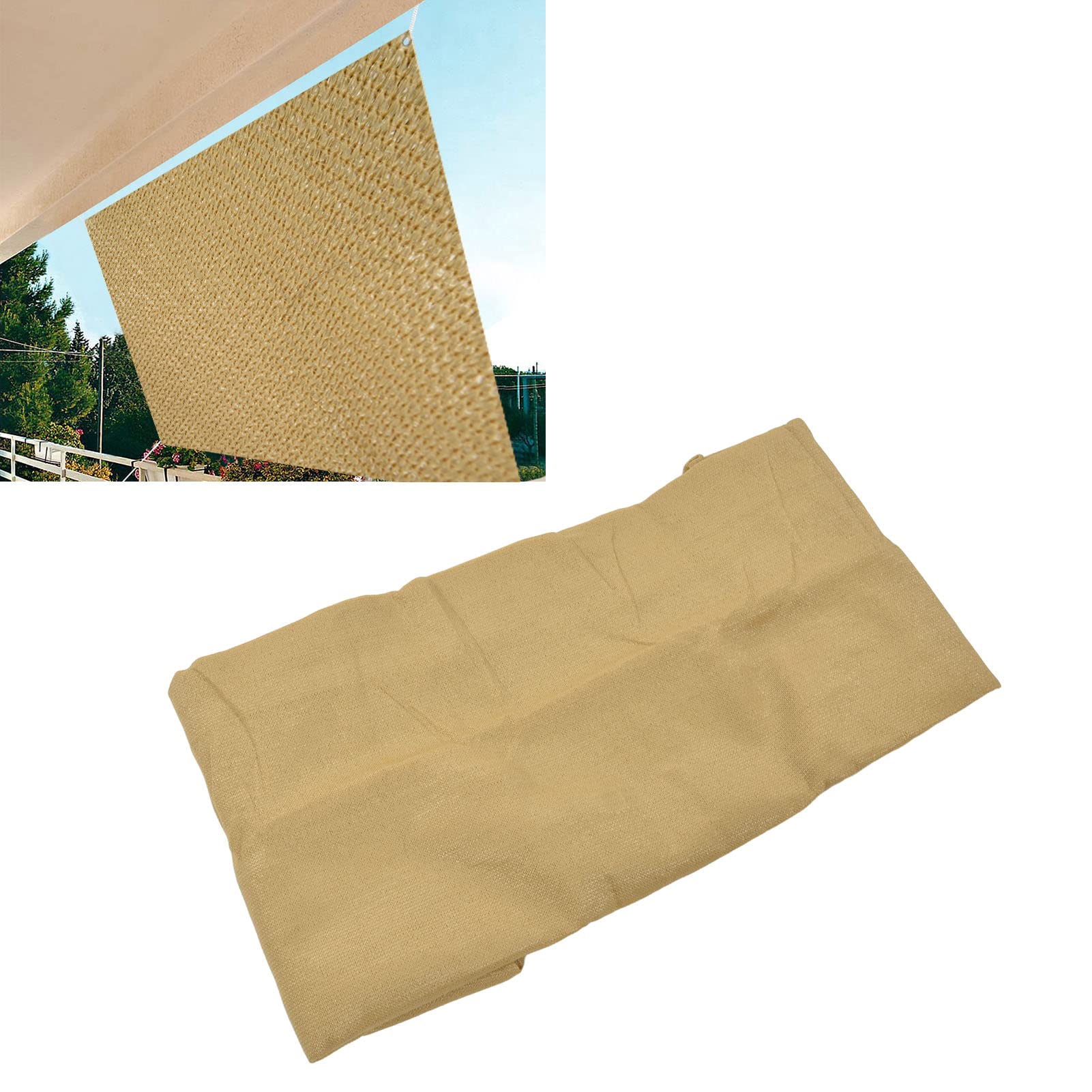 Voile D'ombrage Rebecca Mobili Rectangulaire 4x5m - Toile En Polyéthylène Anti-UV, Couleur Beige, Pour Terrasse Et Jardin
