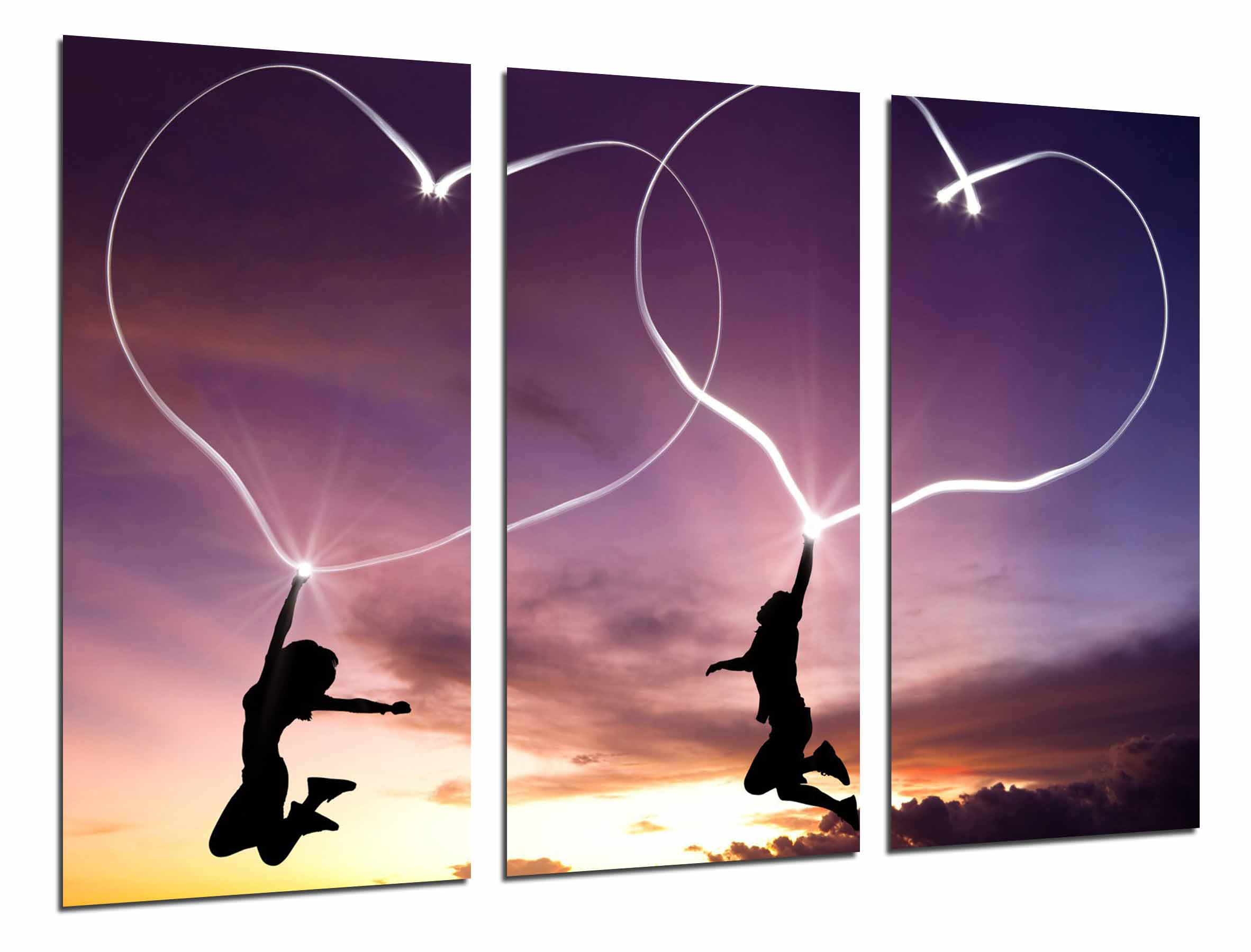 Corazones en el cielo, romantico, amor de pareja, impresión fotográfica sobre madera, cuadro moderno decorativo