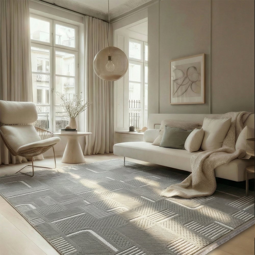 Alfombra moderna, geométrica Sora Vaga Mazovia 100x300cm - grafito ...
