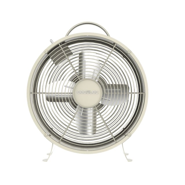Cecotec - Ventilatore Da Tavolo EnergySilence 400 RetroDesk Beige. 25 W di potenza, 8 pollici, 4 pale aerodinamiche, design minimalista, 2 velocità,