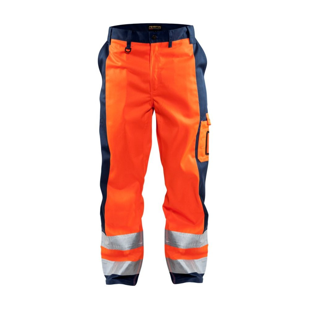 Pantalon de travail haute visibilite Blaklader polycoton Orange Marine 48 Leroy Merlin