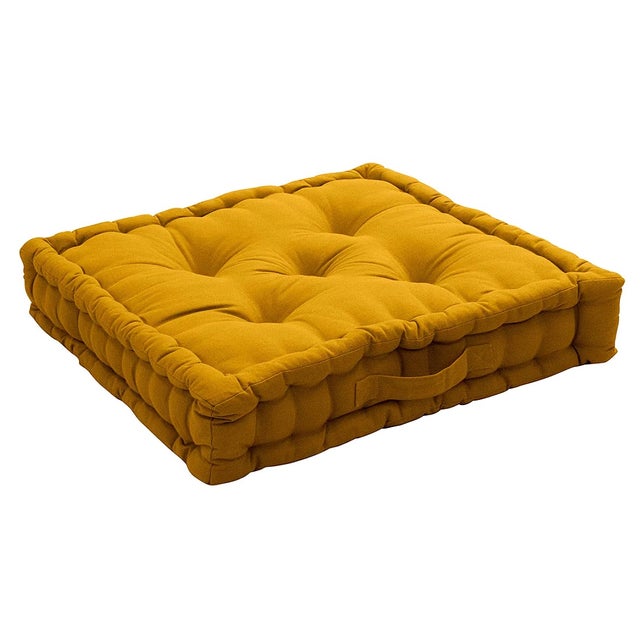 Coussin de sol uni 50 x 50 cm Panama moutarde
