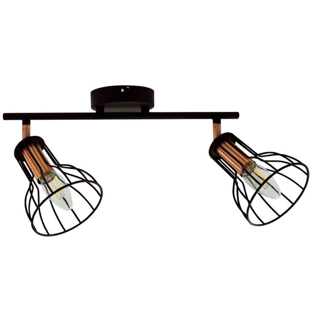 Lampa sufitowa wisząca Sofia czarna-miedź 2xE14x8W wym: 17,5 x 49,5 x 11,2 cm metal Polux