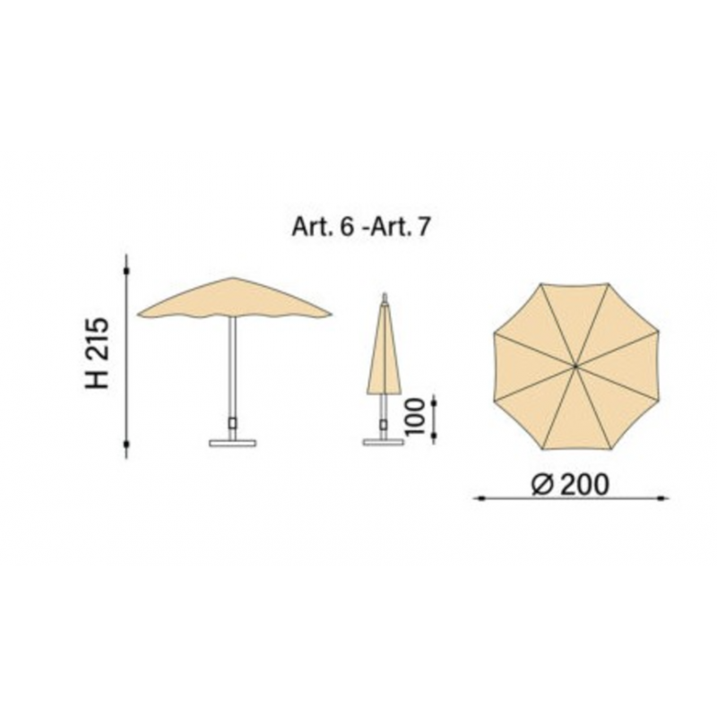Ombrellone palo centrale Kenya in rafia Made in Italy - diametro 200 cm - fuxia - 3