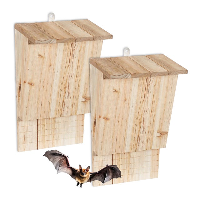 nichoirs à chauves-souris 2 pcs, résistant aux intempéries, H34xL22,5xP13cm, bois de sapin, abri naturel, Relaxdays