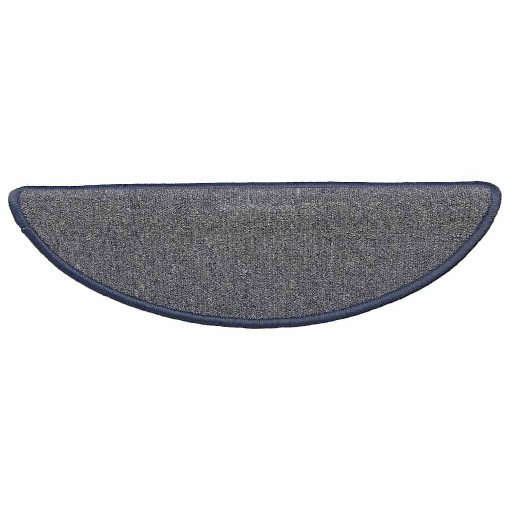 vidaXL Tapis d'escalier 30 pièces 56 x 17 x 3 cm Gris clair et bleu Demi-rond - 6
