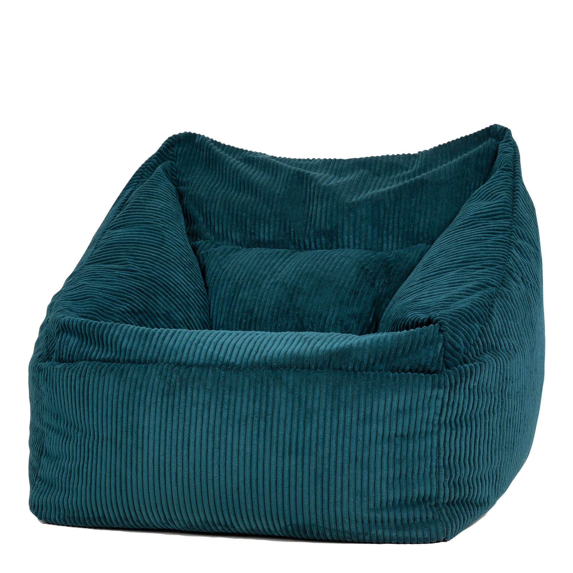 Pouf fauteuil avec repose-pied rond Icon velours côtelé bleu canard 97x84cm Oeko-Tex® - 5