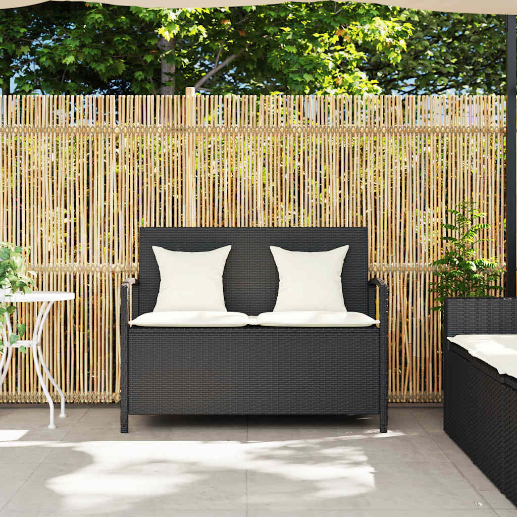 Banc de rangement de jardin avec coussin noir résine tressée vidaXL - 4