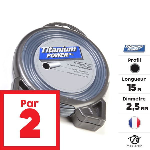 Fil Titanium 2,5 mm x 15 m Rond Bi-matière Blister par 2 - 2