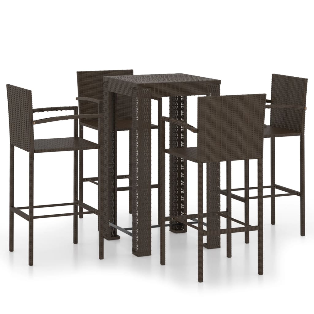 Maison Exclusive - Set Bar da Giardino 5 pz con Braccioli in Polyrattan Marrone - 2