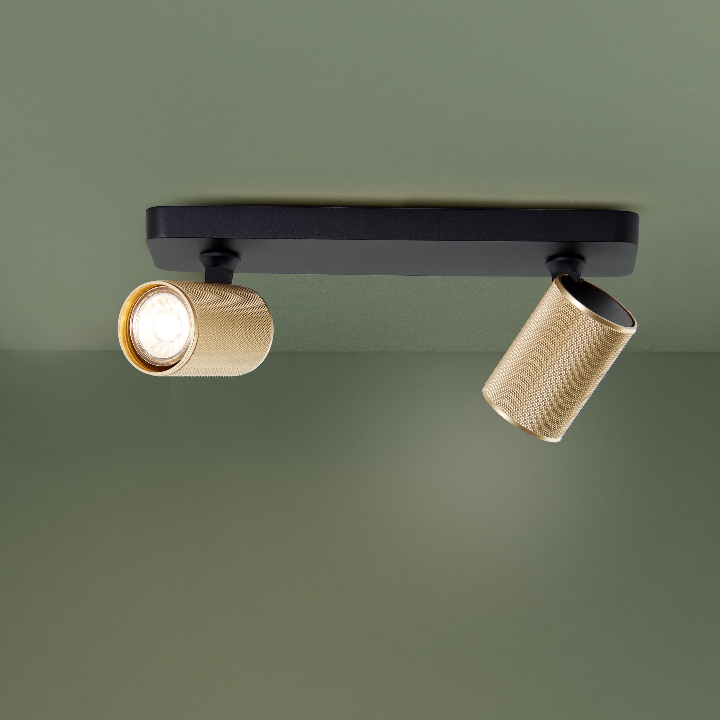 Lampa Brilliant Spot bar LED Marty 2 żarówki piaskowy czarny/matowy złoty metal 2x GU10, 10 W, żarówka LED w zestawie i wymienna - 5