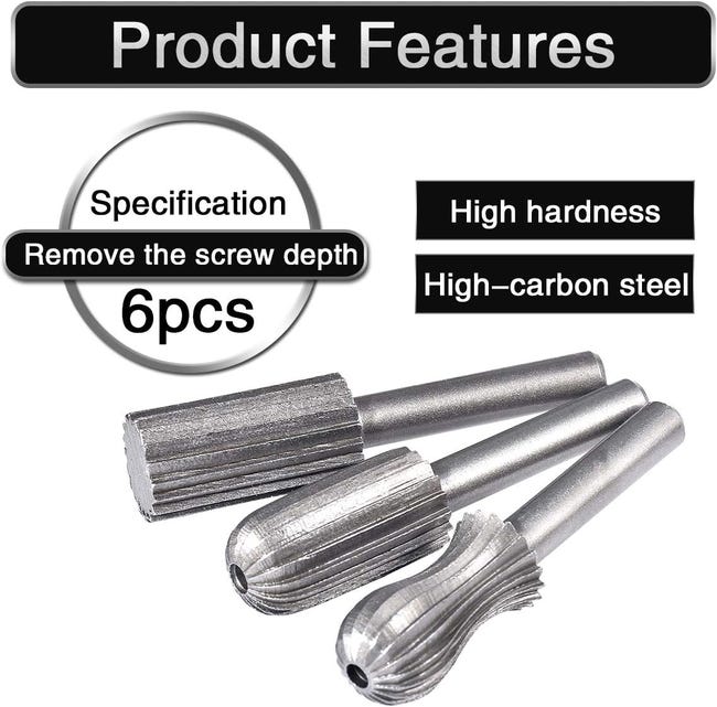 Frese Rotative In Tungsteno - Set 5 Pezzi Da 6mm Per Smerigliatrice, Lavorazione Legno E Metallo - Foto 1