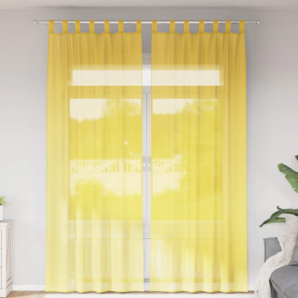 Zasłony woalowe z pętelkami 2 szt. Żółte 140x260 cm vidaXL