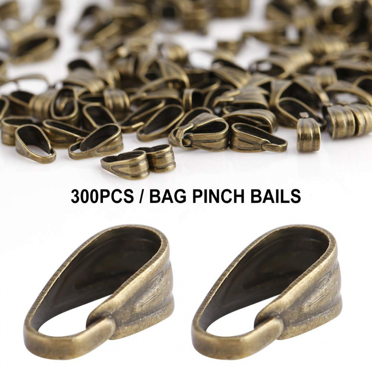 Pachet de 300 de închizătoare cu clips pentru pandantive, 3 culori, accesorii pentru bijuterii, închizătoare din aliaj (bronz antic) 300buc