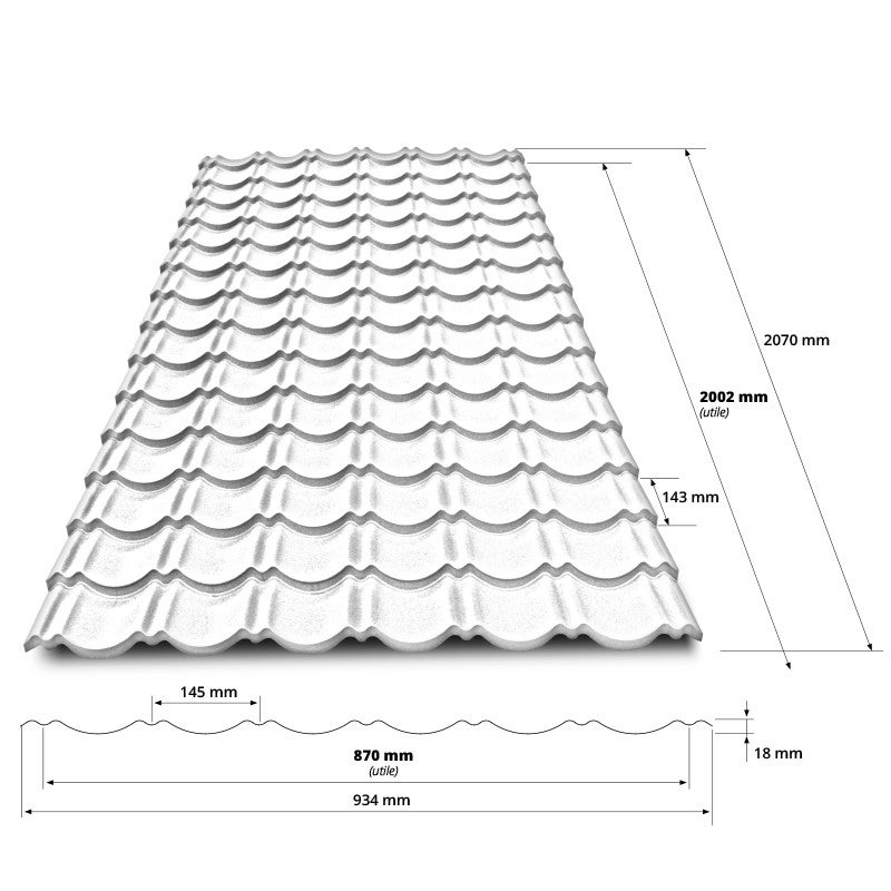Tôle imitation tuile emboîtable BACACIER Tuile R® Originale Anthracite mat 2070 x 934 mm 1.80 m² - 4