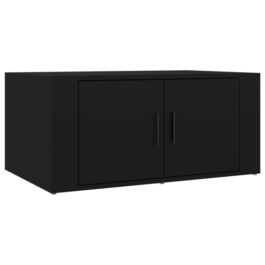 KOMHTOM Table Basse Moderne LED Noir, Meuble De Salon Avec Quatre Tiroirs Coffre (Noir