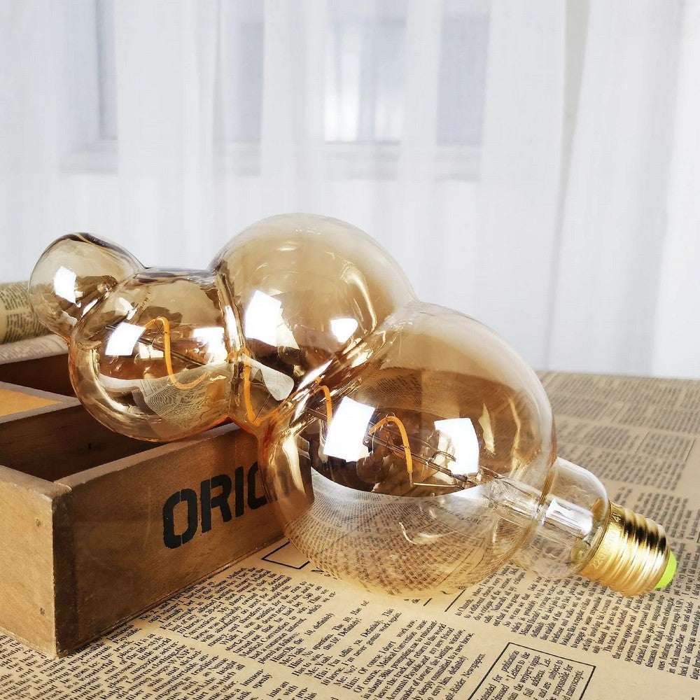 Ampoule filament LED BB100 4W Dimmable 2200K E27, Ampoule Globe Style Spirale Vintage décorative en verre ambré - Digilamp - 6