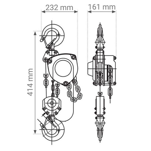 Palan manuel à chaîne - longueur de la chaine 12m - charge max 3 tonnes - MHN3012M - 2