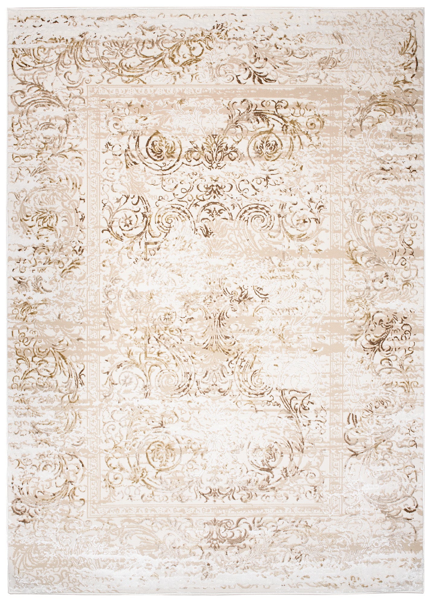 TAPISO Hera Tapis Salon Chambre Brillant Beige Crème Marron Vintage Floral Ornamental Bordé Moucheté Effet 3D OEKO-TEX 80 x 150 cm - 2