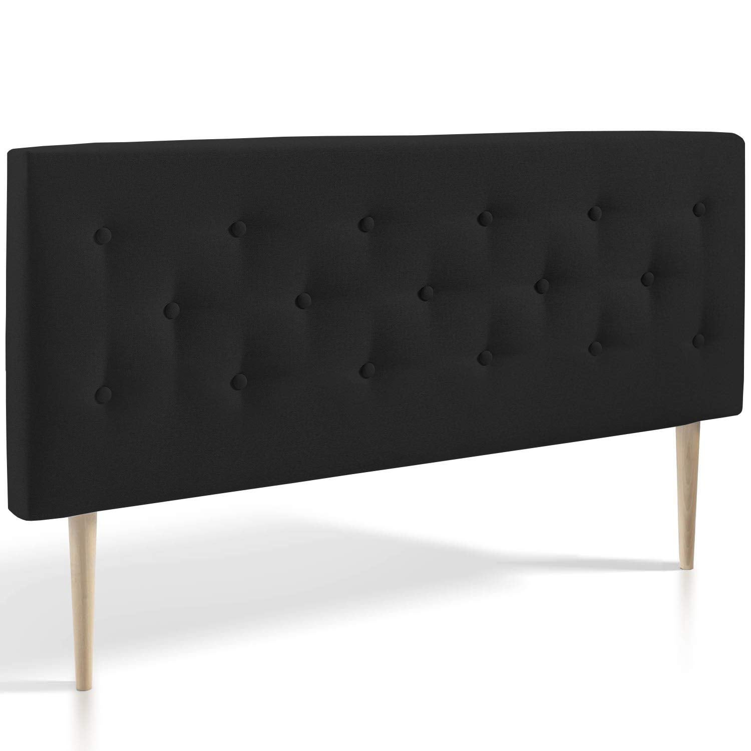 Testiera Letto Oslo 140x100 Cm - Tessuto Grigio, Gambe Legno Faggio, Imbottita - Foto 13