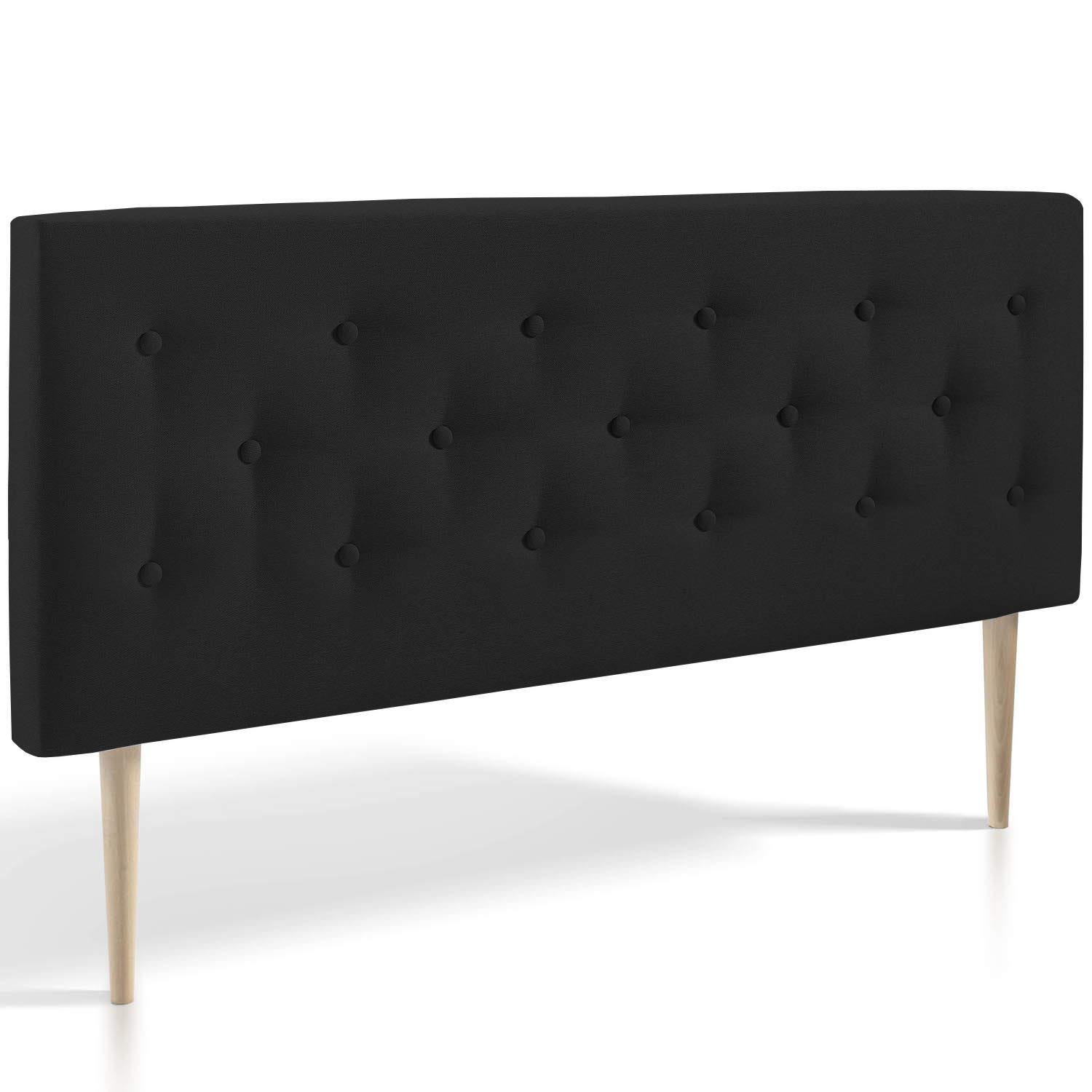 Testiera Letto Oslo 140x100 Cm - Tessuto Grigio, Gambe Legno Faggio, Imbottita - Foto 13