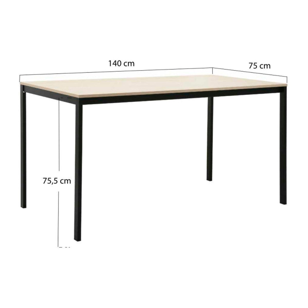 Essenza Mesa Black Rectangular Nodi 140X75 Cm, Madera Natural , Leroy Merlin