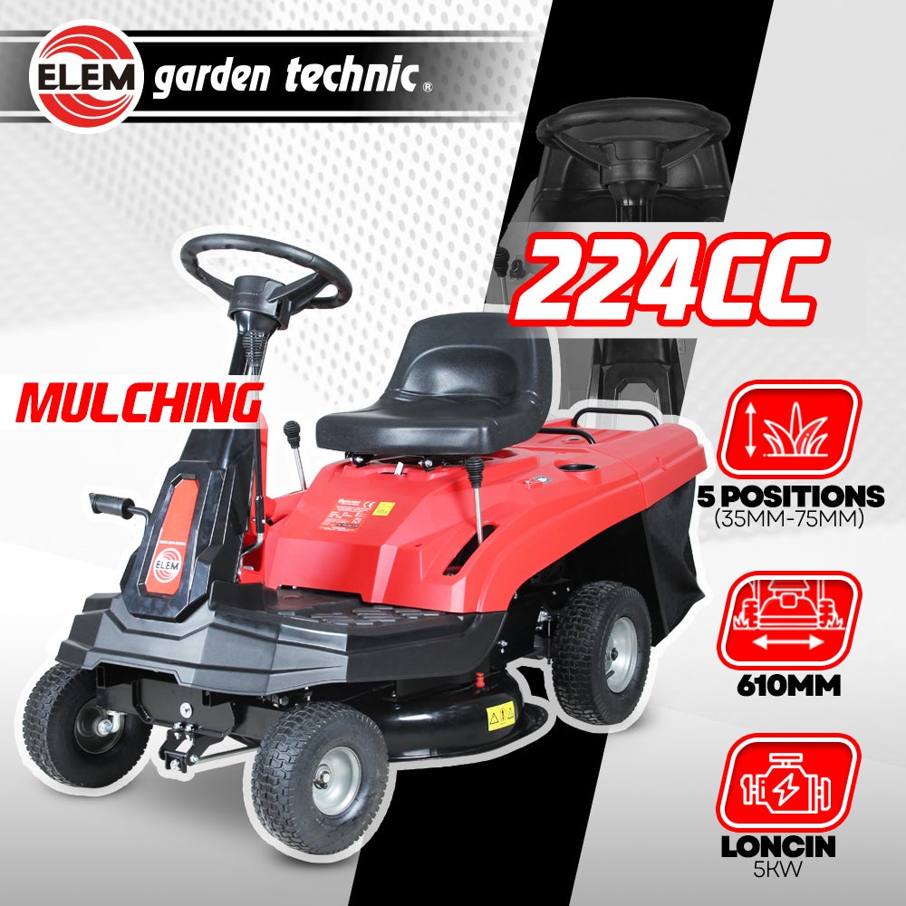 Tondeuse à gazon autoportée 224cc - 61cm - Ejection arrière, éjection latérale et mulching. - 2