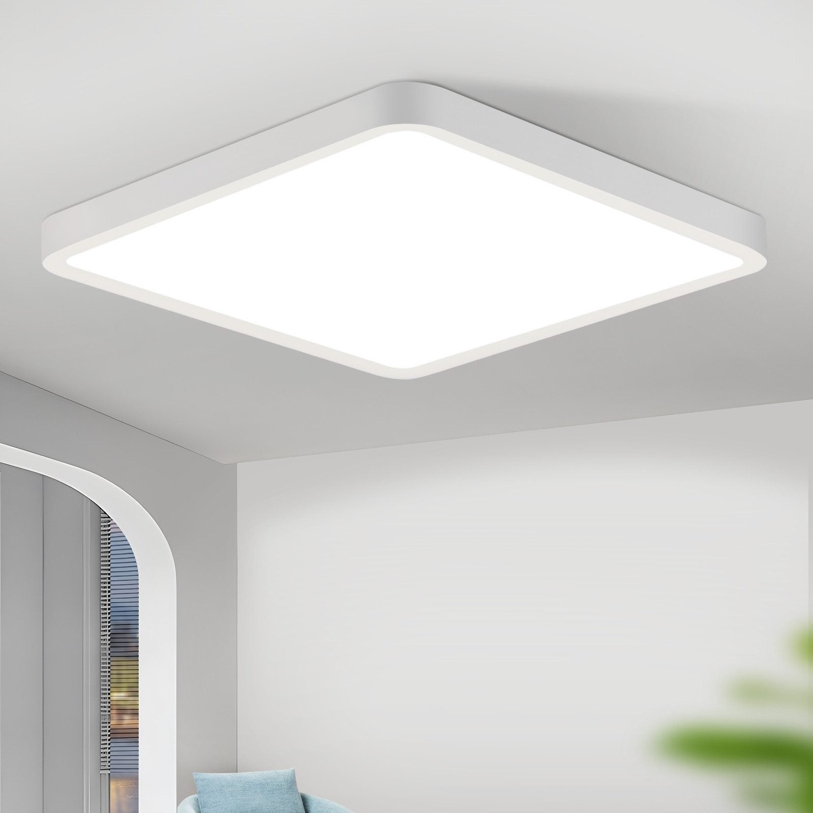 ZMH Kwadratowa lampa sufitowa LED do salonu, 23 cm, biała, 6500 K, idealna do kuchni lub przedpokoju