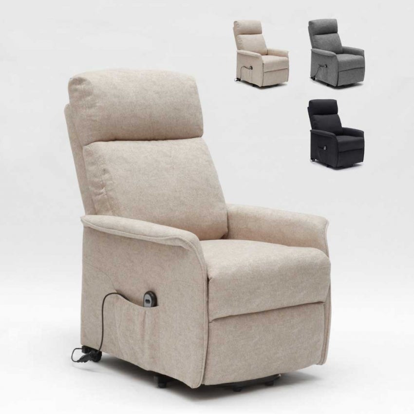 Fauteuil Relax électrique Releveur Pour Senior – Beige, Tissu, Avec Repose-pieds