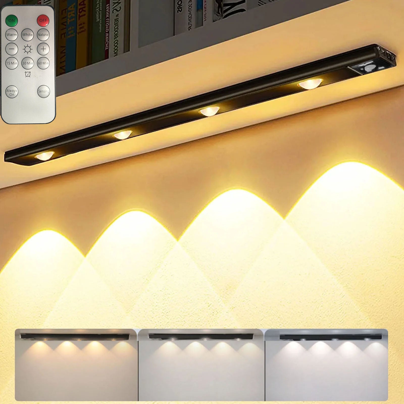 Luce LED magnetica con sensore di movimento e telecomando, tre ...