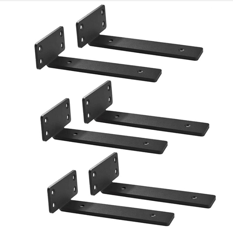 Supports d'étagère robustes (25 cm) en métal noir (épaisseur 5 mm), lot de 2, plus de 72 kg - 6